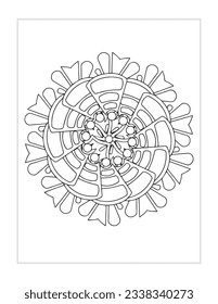 Hibiscus floral pattern mandala style coloring pages for adult 