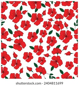 Hibiscus floral  seamless pattern. Shoeblack plant flowers. isolated on white background.
print for fabric, wrapping , textile, fashion and all print.