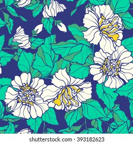 Hibiscus. Floral seamless pattern.  Vector illustration.