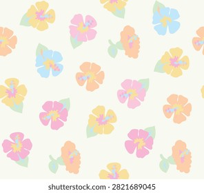 Hibiscus floral summer pattern white background 