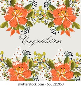 Hibiscus floral wedding invitation vector template