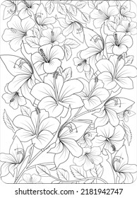 hibiscus flower background with coloring page