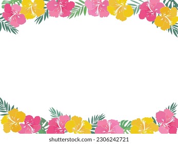 Marco de fondo floral de Hibiscus. Imagen de verano.