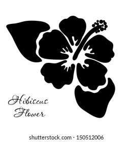 Hibiscus flor en blanco y negro. Ilustración vectorial.