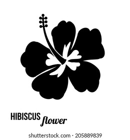 Flor de hibiscus en blanco y negro, ilustración vectorial