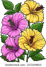 Hibiscus Flower Cartoon Colored Clipart 