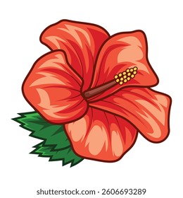 hibiscus flower cartoon vector 2d