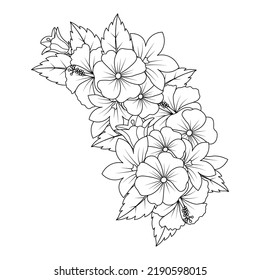 Hibiscus Flower Coloring Page Detailed Line Stock Vector (Royalty Free ...