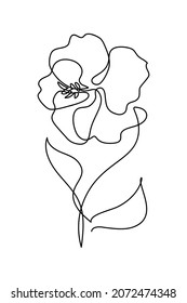 Flor hibiscus en estilo de dibujo de línea continua. Esbozo lineal negro minimalista aislado sobre fondo blanco. Ilustración del vector