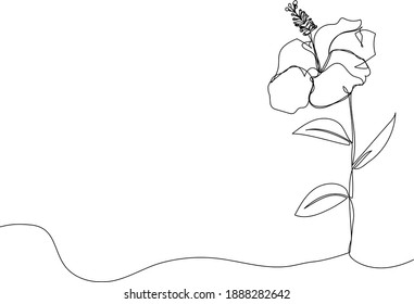 Hibiscus flower. Continuous line drawing. Minimalism design. Vector illustration