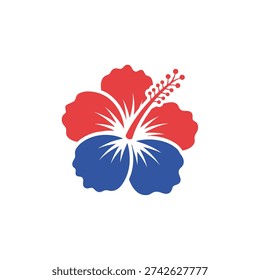 Hibiscus Flower Cross Section Simple Botanical Parts Flat Vector Illustration