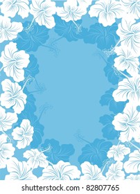 Hibiscus flower frame. Hawaiian pattern