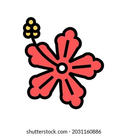 hibiscus flower hawaii color icon vector. hibiscus flower hawaii sign. isolated symbol illustration