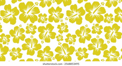 Hibiscus flower Hawaiian tropical seamless pattern. nature floral abstract back ground.