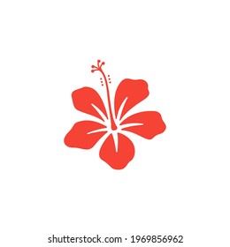 Hibiscus flower icon flat vector illustration