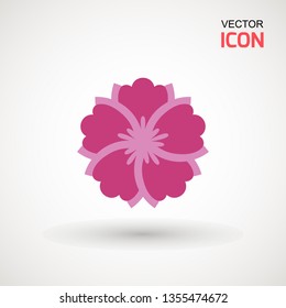 Hibiscus flower, icon. Hibiscus icon isolated on white background. Vector art