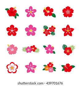 Hibiscus flower icon set