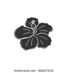 Hibiscus Flower Icon Silhouette Illustration Nature Stock Vector ...