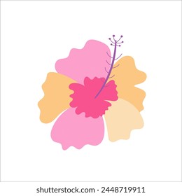 Hibiscus Flower Illustration Vector in flat illustration