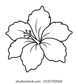 Hibiscus Flower inline art silhouette Vector