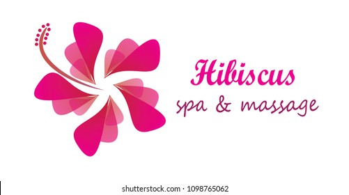 hibiscus flower isolated on white background, for massage and spa logo design, Summer holidays banner. Sea beach vacation poster. Tropical Thailand travel logo icon. Template design