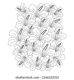 Hibiscus flower line art drawing black stroke vector illustration sketch on white background