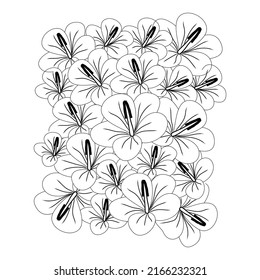Hibiscus flower line art drawing black stroke vector illustration sketch on white background