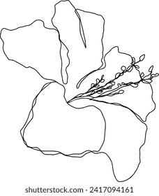 Hibiscus Flower Line Art | Floral Hawaiian Continuous Line Design