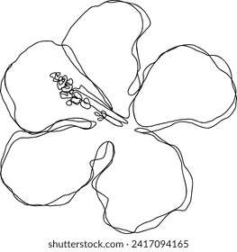 Hibiscus Flower Line Art | Floral Hawaiian Continuous Line Design