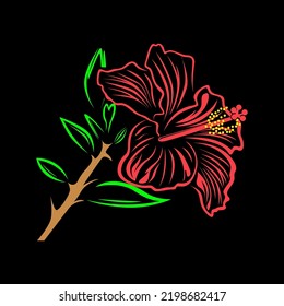 hibiscus flower line art picture