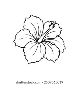 Hibiscus flower line art vector design