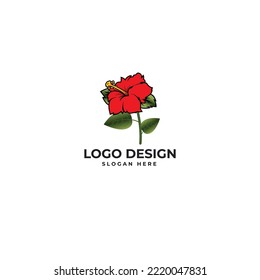 Hibiscus Flower Logo Design Vector Illustration