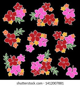 Hibiscus flower material vector illustration