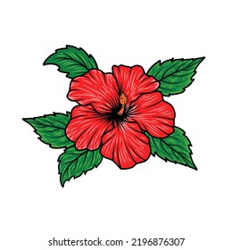 hibiscus flower minimalist logo design. Hibiscus in hand drawing, beautiful symbol for cosmetic logo and packaging