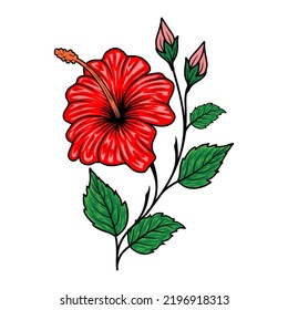 hibiscus flower minimalist logo design. Hibiscus in hand drawing, beautiful symbol for cosmetic logo and packaging