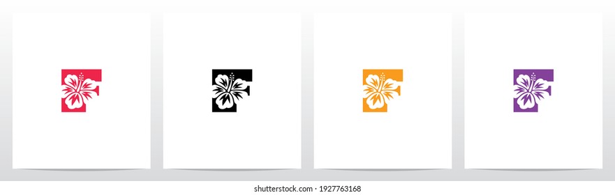Hibiscus Flower On Letter Logo Design F