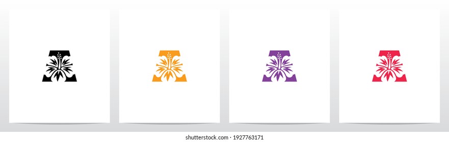 Hibiscus Flower On Letter Logo Design A