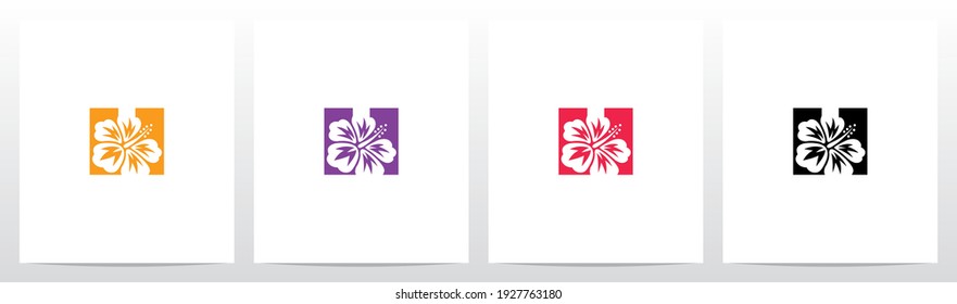 Hibiscus Flower On Letter Logo Design H