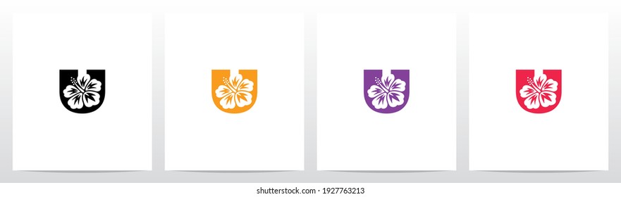 Hibiscus Flower On Letter Logo Design U