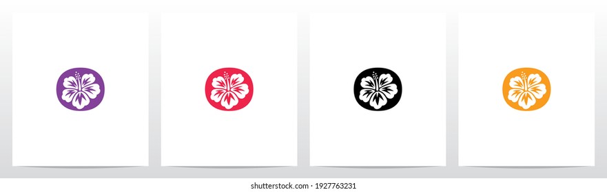 Hibiscus Flower On Letter Logo Design O