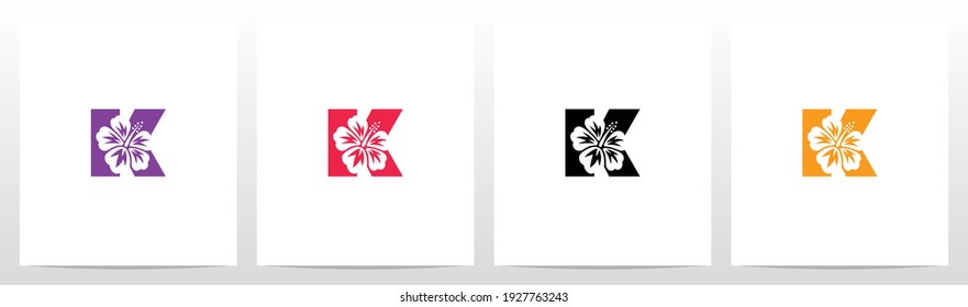 Hibiscus Flower On Letter Logo Design K