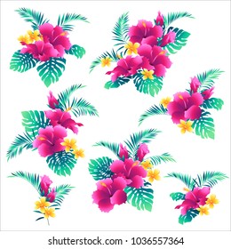 Hibiscus Flower Pattern Stock Vector (Royalty Free) 1036557364