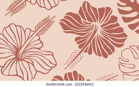 Hibiscus flower pattern background, botanical vector design