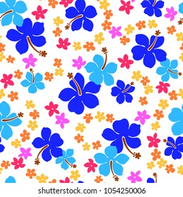 Hibiscus flower pattern,
I drew Hibiscus for designing it,
This painting continues repeatedly,
