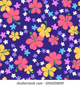Hibiscus flower pattern,
I drew Hibiscus for designing it,
This painting continues repeatedly,
