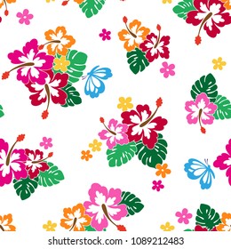Hibiscus flower pattern,
I drew Hibiscus for designing it,
This painting continues repeatedly,
