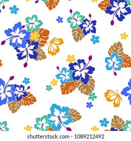 Hibiscus flower pattern,
I drew Hibiscus for designing it,
This painting continues repeatedly,
