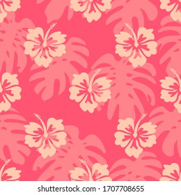 Hibiscus Flower Pattern, Seamless Pattern, Vector Illustration EPS 10.