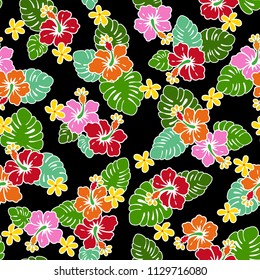 Hibiscus flower pattern,
This painting continues repeatedly,
