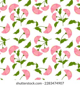 Hibiscus flower pattern vector. Hibiscus Beautiful Blooming Flower Isolated on White Background, Exotic Tropical Spring Summer Botanical Vector Design.